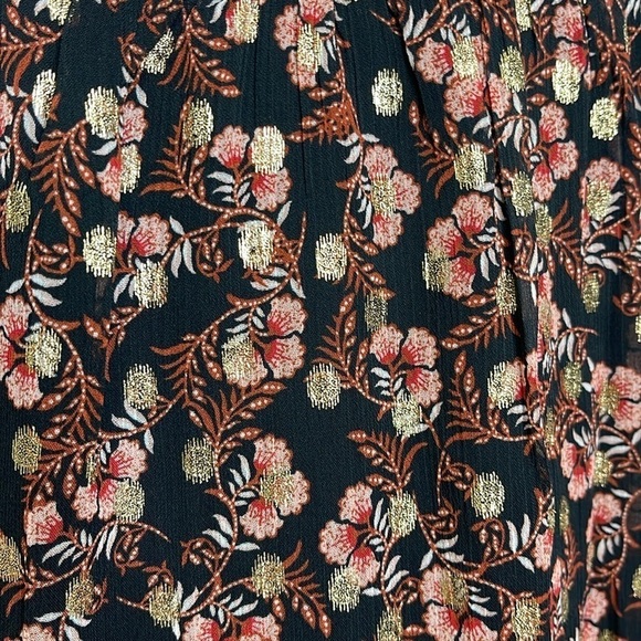 LOFT Women's Shimmer Vine Pleated Yoke Blouse Size M - Picture 7 of 8